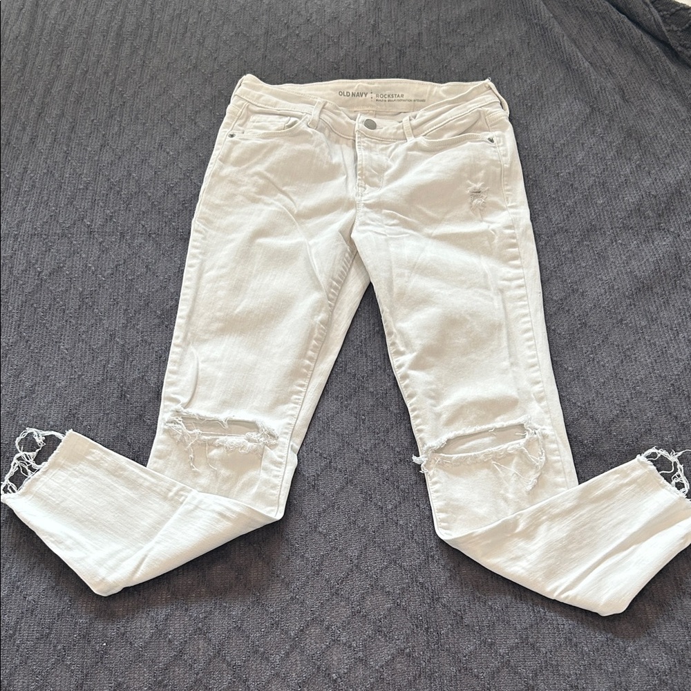 Old Navy Off-White Rockstar Jeans